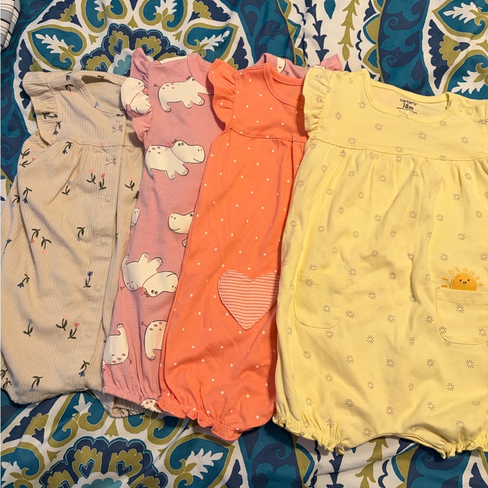 New Carters 18 month girl rompers